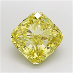 Picture of Lab Grown Diamond 4.01 Carats, CUSHION MODIFIED with  Cut, Fancy Intense Yellow Color, VVS2 Clarity and Certified by IGI