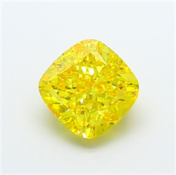 Picture of Lab Grown Diamond 3.06 Carats, CUSHION MODIFIED with  Cut, Fancy Vivid Yellow Color, VS2 Clarity and Certified by IGI