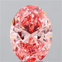 Picture of Lab Grown Diamond 3.50 Carats, Oval with  Cut, Fancy Vivid Pink Color, VVS2 Clarity and Certified by IGI