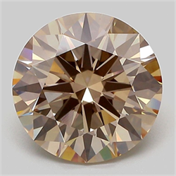 Picture of Lab Grown Diamond 3.02 Carats, Round with Ideal Cut, Fancy Light Brown Color, VVS2 Clarity and Certified by IGI
