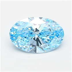 Picture of Lab Grown Diamond 3.28 Carats, Oval with  Cut, Fancy Vivid Blue Color, VS1 Clarity and Certified by IGI