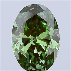 Picture of Lab Grown Diamond 2.07 Carats, Oval with  Cut, Fancy Vivid Green Color, VS1 Clarity and Certified by IGI