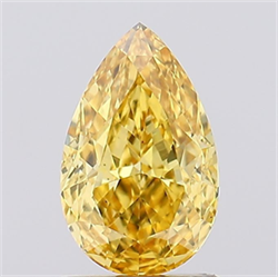 Picture of Lab Grown Diamond 1.31 Carats, Pear with  Cut, Fancy Vivid Yellow Color, VS1 Clarity and Certified by IGI