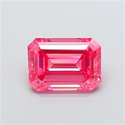 Picture of Lab Grown Diamond 2.40 Carats, Emerald with  Cut, Fancy Vivid Pink Color, VS1 Clarity and Certified by IGI