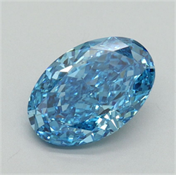 Picture of Lab Grown Diamond 1.50 Carats, Oval with  Cut, Fancy Vivid Blue Color, VS1 Clarity and Certified by IGI