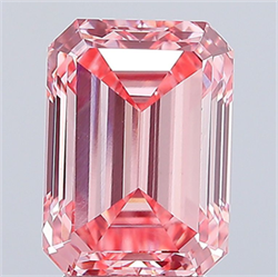 Picture of Lab Grown Diamond 4.15 Carats, Emerald with  Cut, Fancy Vivid Pink Color, VS1 Clarity and Certified by IGI