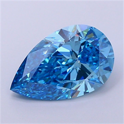 Picture of Lab Grown Diamond 4.01 Carats, Pear with  Cut, Fancy Vivid Blue Color, VVS2 Clarity and Certified by IGI