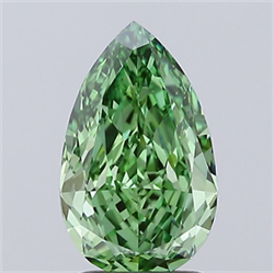 Picture of Lab Grown Diamond 1.68 Carats, Pear with  Cut, Fancy Vivid Green Color, VVS2 Clarity and Certified by IGI