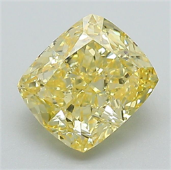 Picture of Lab Grown Diamond 1.54 Carats, CUSHION MODIFIED with  Cut, Fancy Intense Yellow Color, VVS2 Clarity and Certified by IGI