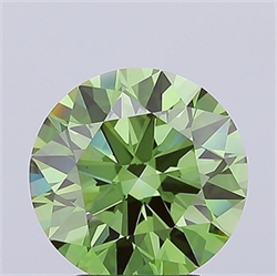 Picture of Lab Grown Diamond 4.09 Carats, Round with Ideal Cut, Fancy Vivid Green Color, VS1 Clarity and Certified by IGI