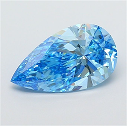 Picture of Lab Grown Diamond 2.01 Carats, Pear with  Cut, Fancy Vivid Blue Color, VS1 Clarity and Certified by IGI