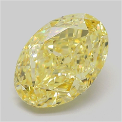 Picture of Lab Grown Diamond 4.07 Carats, Oval with  Cut, Fancy Vivid Yellow Color, VVS2 Clarity and Certified by IGI