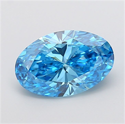Picture of Lab Grown Diamond 3.10 Carats, Oval with  Cut, Fancy Vivid Blue Color, VS1 Clarity and Certified by IGI