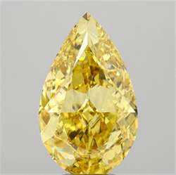 Picture of Lab Grown Diamond 5.56 Carats, Pear with  Cut, Fancy Vivid Yellow Color, VS2 Clarity and Certified by IGI