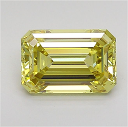 Picture of Lab Grown Diamond 1.52 Carats, Emerald with  Cut, Fancy Intense Yellow Color, VVS2 Clarity and Certified by IGI