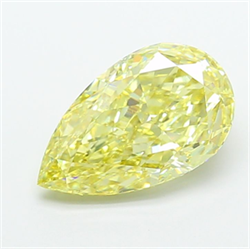 Picture of Lab Grown Diamond 5.05 Carats, Pear with  Cut, Fancy Intense Yellow Color, VVS2 Clarity and Certified by IGI
