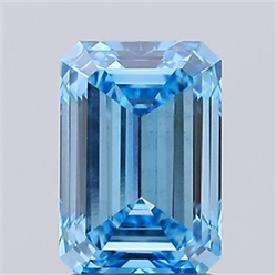 Picture of Lab Grown Diamond 2.10 Carats, Emerald with  Cut, Fancy Vivid Blue Color, VS2 Clarity and Certified by IGI