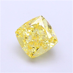 Picture of Lab Grown Diamond 1.36 Carats, CUSHION MODIFIED with  Cut, Fancy Intense Yellow Color, VVS2 Clarity and Certified by IGI