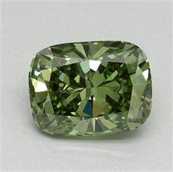 Picture of Lab Grown Diamond 1.24 Carats, CUSHION MODIFIED with  Cut, Fancy Vivid Green Color, VS1 Clarity and Certified by IGI