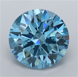 Picture of Lab Grown Diamond 3.00 Carats, Round with Ideal Cut, Fancy Vivid Blue Color, VVS2 Clarity and Certified by IGI