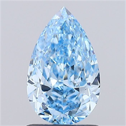 Picture of Lab Grown Diamond 1.49 Carats, Pear with  Cut, Fancy Vivid Blue Color, VVS2 Clarity and Certified by IGI