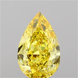 Picture of Lab Grown Diamond 3.03 Carats, Pear with  Cut, Fancy Vivid Yellow Color, VS1 Clarity and Certified by IGI