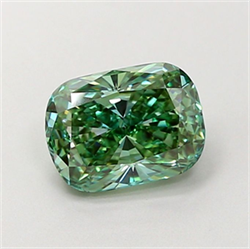 Picture of Lab Grown Diamond 1.59 Carats, CUSHION MODIFIED with  Cut, Fancy Vivid Green Color, VS1 Clarity and Certified by IGI