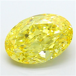 Picture of Lab Grown Diamond 7.07 Carats, Oval with  Cut, Fancy Vivid Yellow Color, VS2 Clarity and Certified by IGI