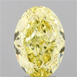 Picture of Lab Grown Diamond 3.25 Carats, Oval with  Cut, Fancy Intense Yellow Color, VVS2 Clarity and Certified by IGI