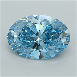 Picture of Lab Grown Diamond 2.01 Carats, Oval with  Cut, Fancy Vivid Blue Color, VVS2 Clarity and Certified by IGI