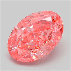 Picture of Lab Grown Diamond 3.08 Carats, Oval with  Cut, Fancy Vivid Pink Color, VVS2 Clarity and Certified by IGI