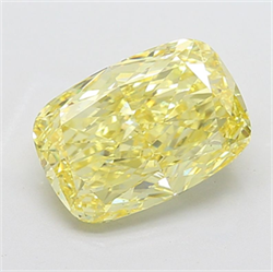 Picture of Lab Grown Diamond 6.06 Carats, CUSHION MODIFIED with  Cut, Fancy Vivid Yellow Color, VS1 Clarity and Certified by IGI