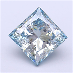 Picture of Lab Grown Diamond 1.54 Carats, Princess with  Cut, Fancy Vivid Blue Color, VVS2 Clarity and Certified by IGI