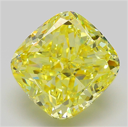 Picture of Lab Grown Diamond 10.07 Carats, CUSHION MODIFIED with  Cut, Fancy Vivid Yellow Color, VS2 Clarity and Certified by IGI