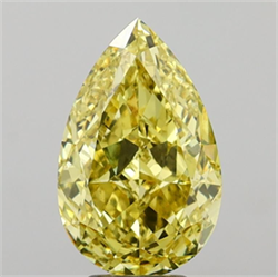Picture of Lab Grown Diamond 6.03 Carats, Pear with  Cut, Fancy Intense Yellow Color, VS1 Clarity and Certified by IGI