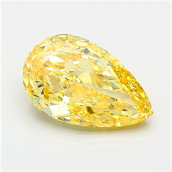 Picture of Lab Grown Diamond 4.18 Carats, Pear with  Cut, Fancy Vivid Yellow Color, VS2 Clarity and Certified by IGI