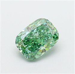 Picture of Lab Grown Diamond 1.50 Carats, CUSHION MODIFIED with  Cut, Fancy Vivid Green Color, VS2 Clarity and Certified by IGI