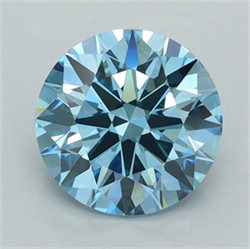 Picture of Lab Grown Diamond 2.07 Carats, Round with Ideal Cut, Fancy Vivid Blue Color, VVS2 Clarity and Certified by IGI