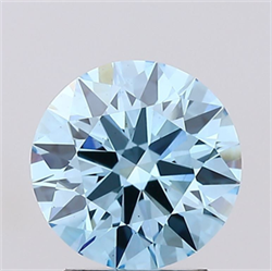 Picture of Lab Grown Diamond 2.02 Carats, Round with Ideal Cut, Fancy Vivid Blue Color, VS1 Clarity and Certified by IGI