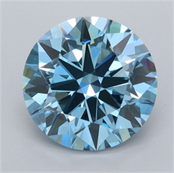 Picture of Lab Grown Diamond 1.90 Carats, Round with Ideal Cut, Fancy Vivid Blue Color, VVS2 Clarity and Certified by IGI