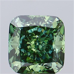Picture of Lab Grown Diamond 3.41 Carats, CUSHION MODIFIED with  Cut, Fancy Vivid Green Color, VVS2 Clarity and Certified by IGI