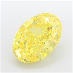 Picture of Lab Grown Diamond 7.01 Carats, Oval with  Cut, Fancy Vivid Yellow Color, VS2 Clarity and Certified by IGI
