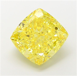 Picture of Lab Grown Diamond 8.09 Carats, CUSHION MODIFIED with  Cut, Fancy Vivid Yellow Color, VS1 Clarity and Certified by IGI