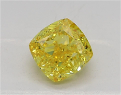 Picture of Lab Grown Diamond 1.27 Carats, CUSHION MODIFIED with  Cut, Fancy Vivid Yellow Color, VVS2 Clarity and Certified by IGI