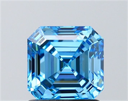 Picture of Lab Grown Diamond 1.44 Carats, Asscher with  Cut, Fancy Vivid Blue Color, VS1 Clarity and Certified by IGI