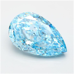 Picture of Lab Grown Diamond 17.01 Carats, Pear with  Cut, Fancy Vivid Blue Color, VVS2 Clarity and Certified by IGI