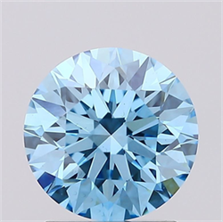 Picture of Lab Grown Diamond 1.55 Carats, Round with Excellent Cut, Fancy Vivid Blue Color, VS1 Clarity and Certified by IGI