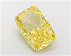 Picture of Lab Grown Diamond 7.68 Carats, CUSHION MODIFIED with  Cut, Fancy Vivid Yellow Color, VS1 Clarity and Certified by IGI