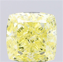 Picture of Lab Grown Diamond 4.11 Carats, CUSHION MODIFIED with  Cut, Fancy Yellow Color, VVS2 Clarity and Certified by IGI