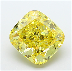 Picture of Lab Grown Diamond 8.03 Carats, CUSHION MODIFIED with  Cut, Fancy Vivid Yellow Color, VS1 Clarity and Certified by IGI